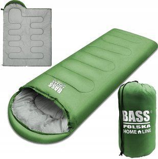 Спальний мішок з капюшоном,туристична ковдра 2 в 1 Bass Polska BH 41998 зелений BH 41998 фото